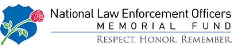 Logo of National Law Enforcement Officers Memorial Fund with a blue shield and a red rose, accompanied by the words 'Respect. Honor. Remember.'