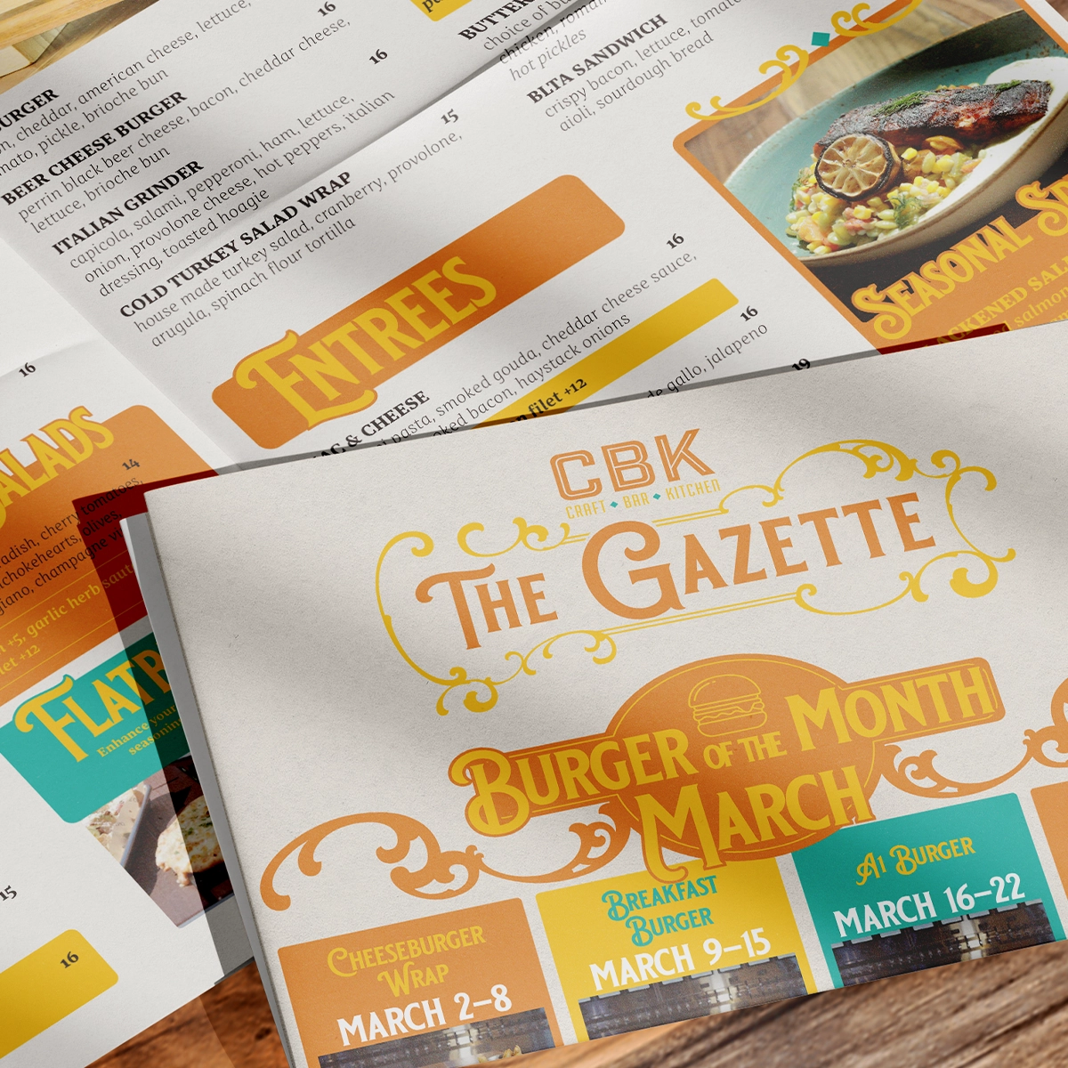 Abstract wavy lines gradient in yellow and orange on a soft blue-gray background.