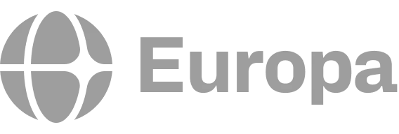 Europa logo consisting of a stylized letter E with a dot in the center next to the word Europa.