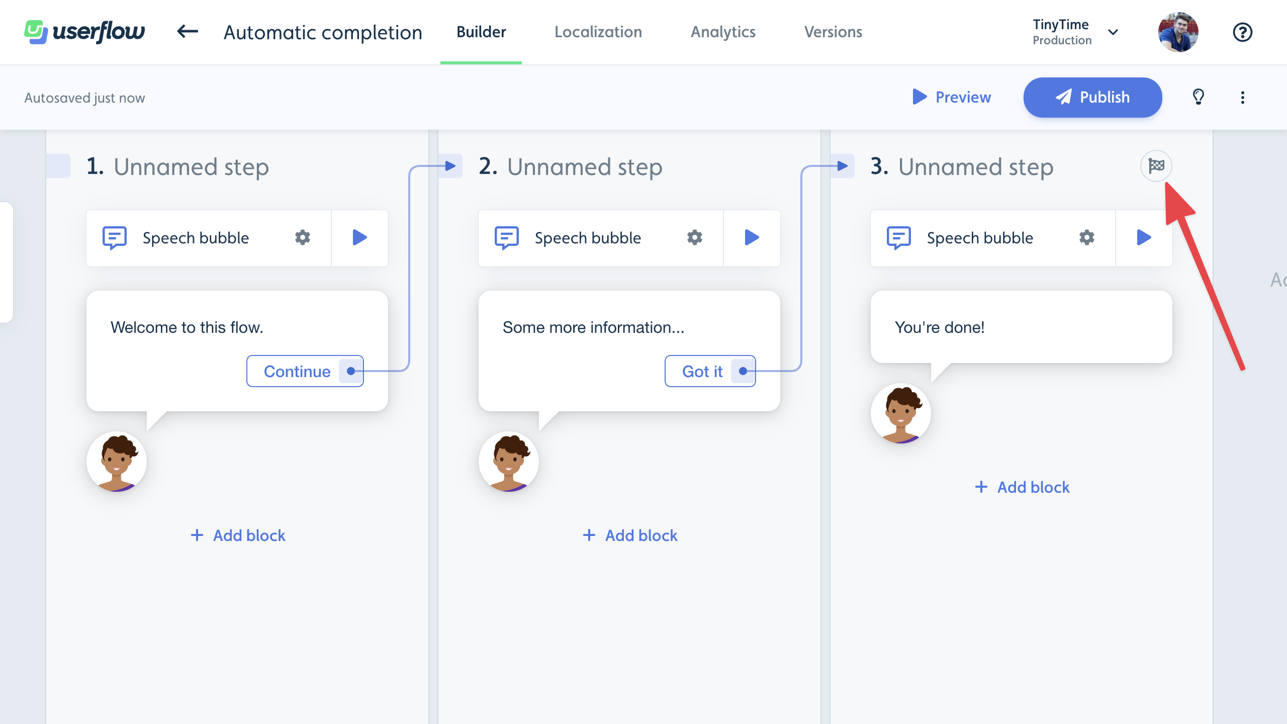 1 automatic completion step