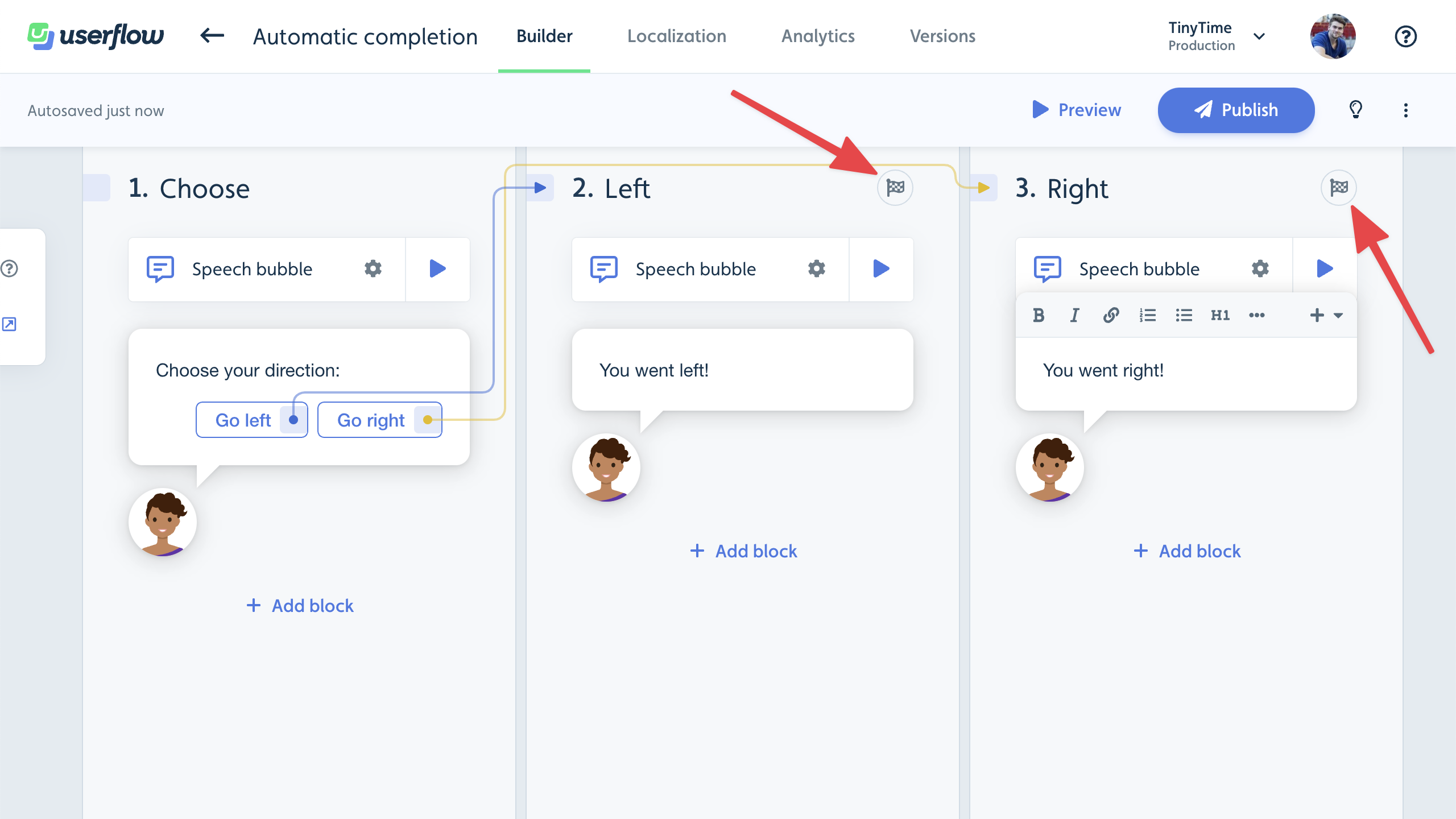 2 automatic completion steps