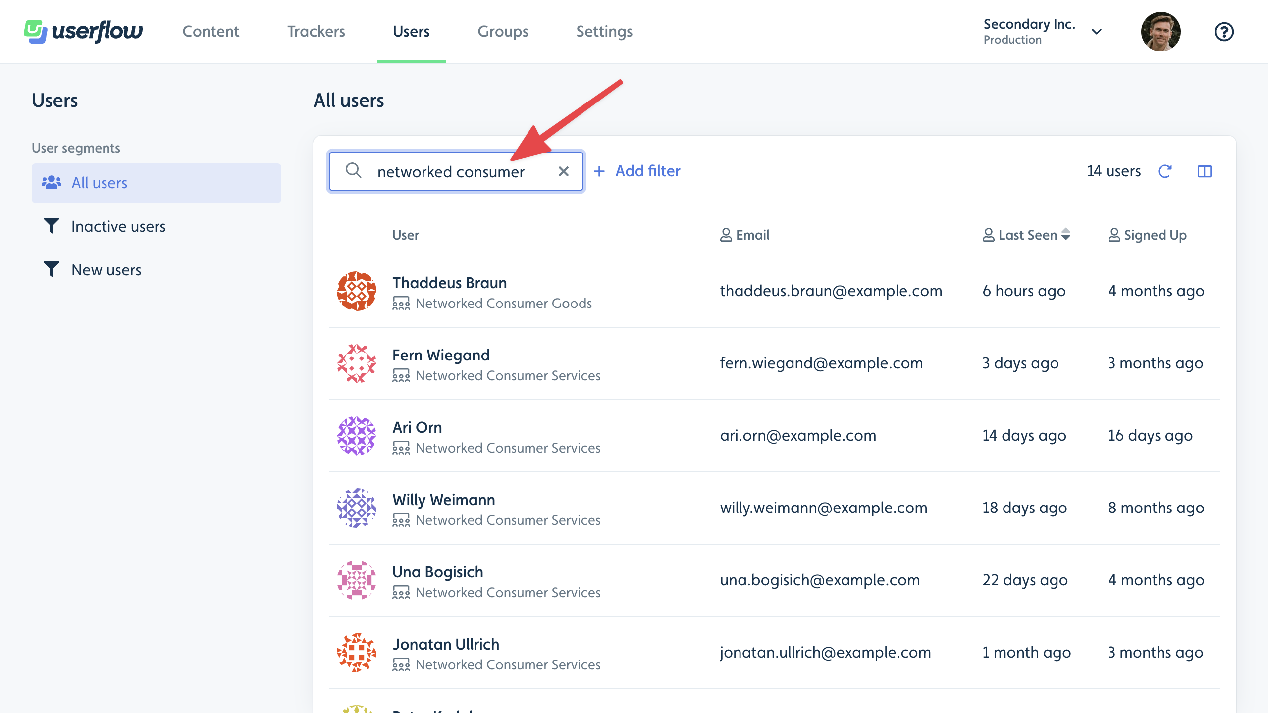 Users free text search
