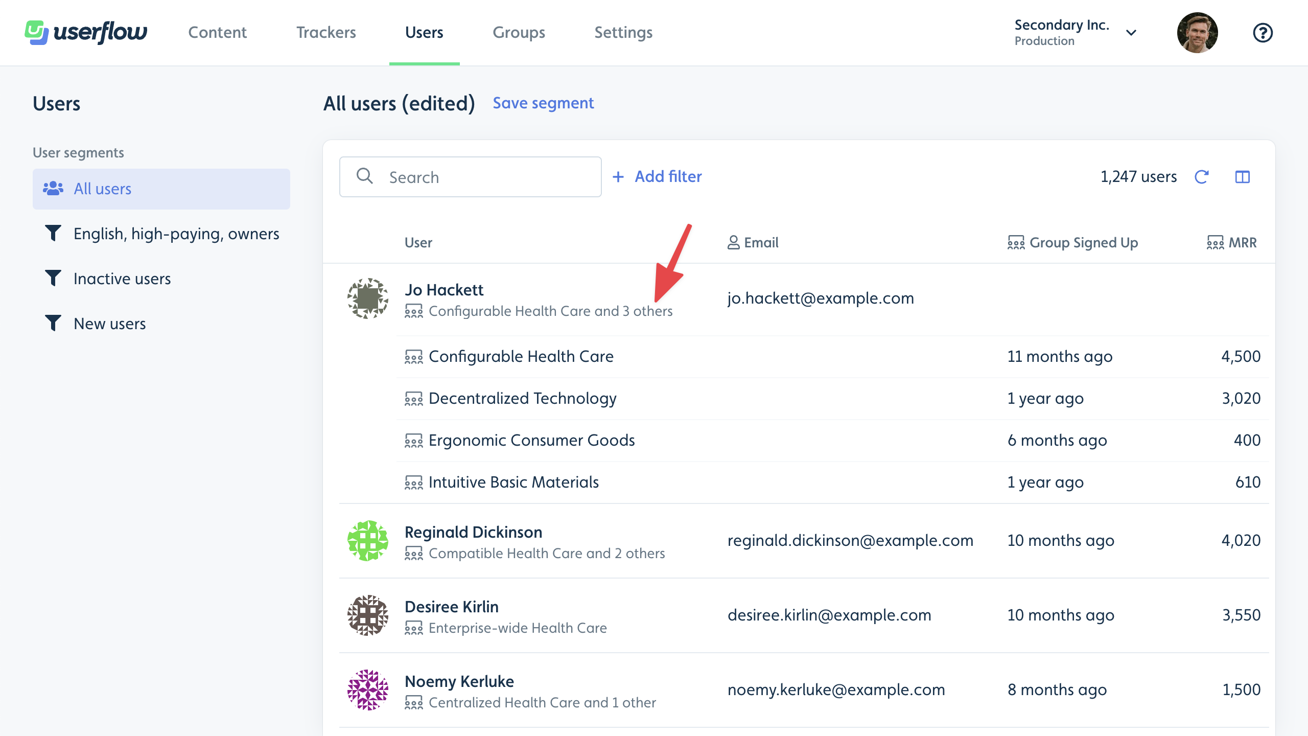 Users expanded groups