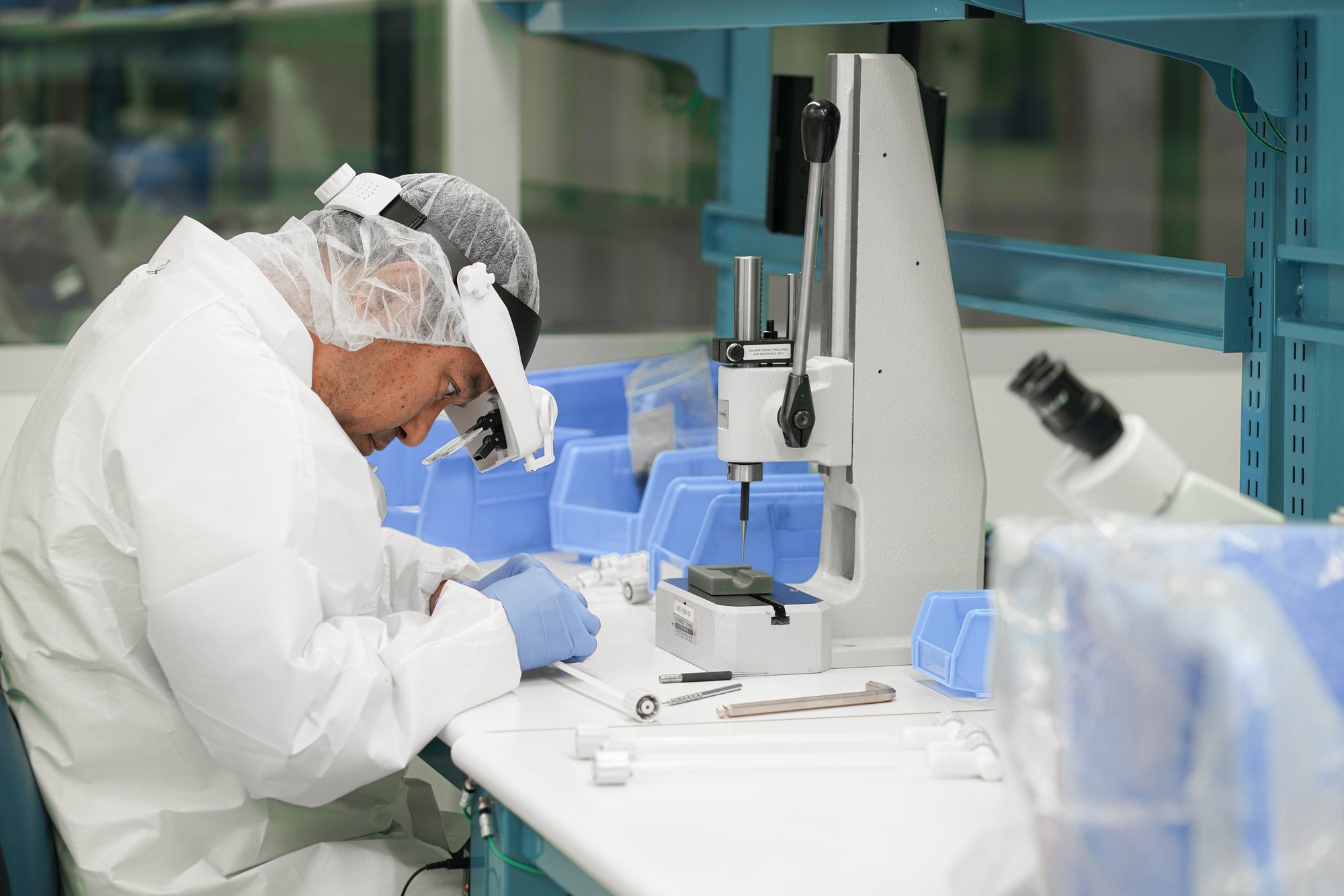 Technician performing an in-process quality check