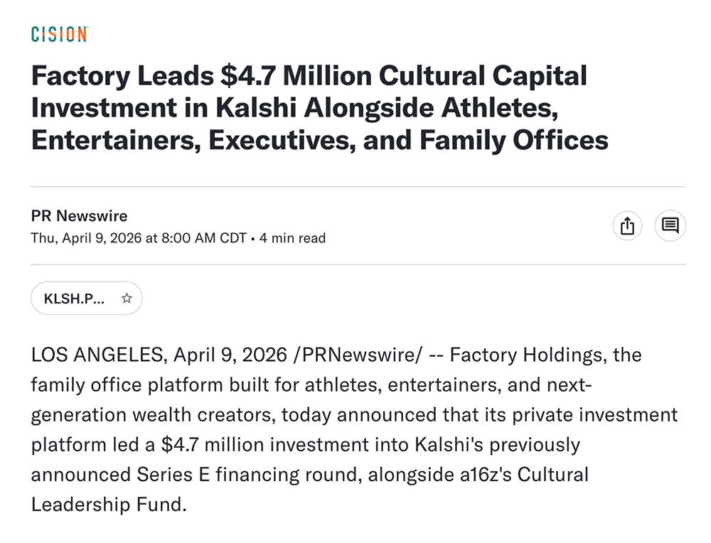 Factory Kalshi Yahoo Finance