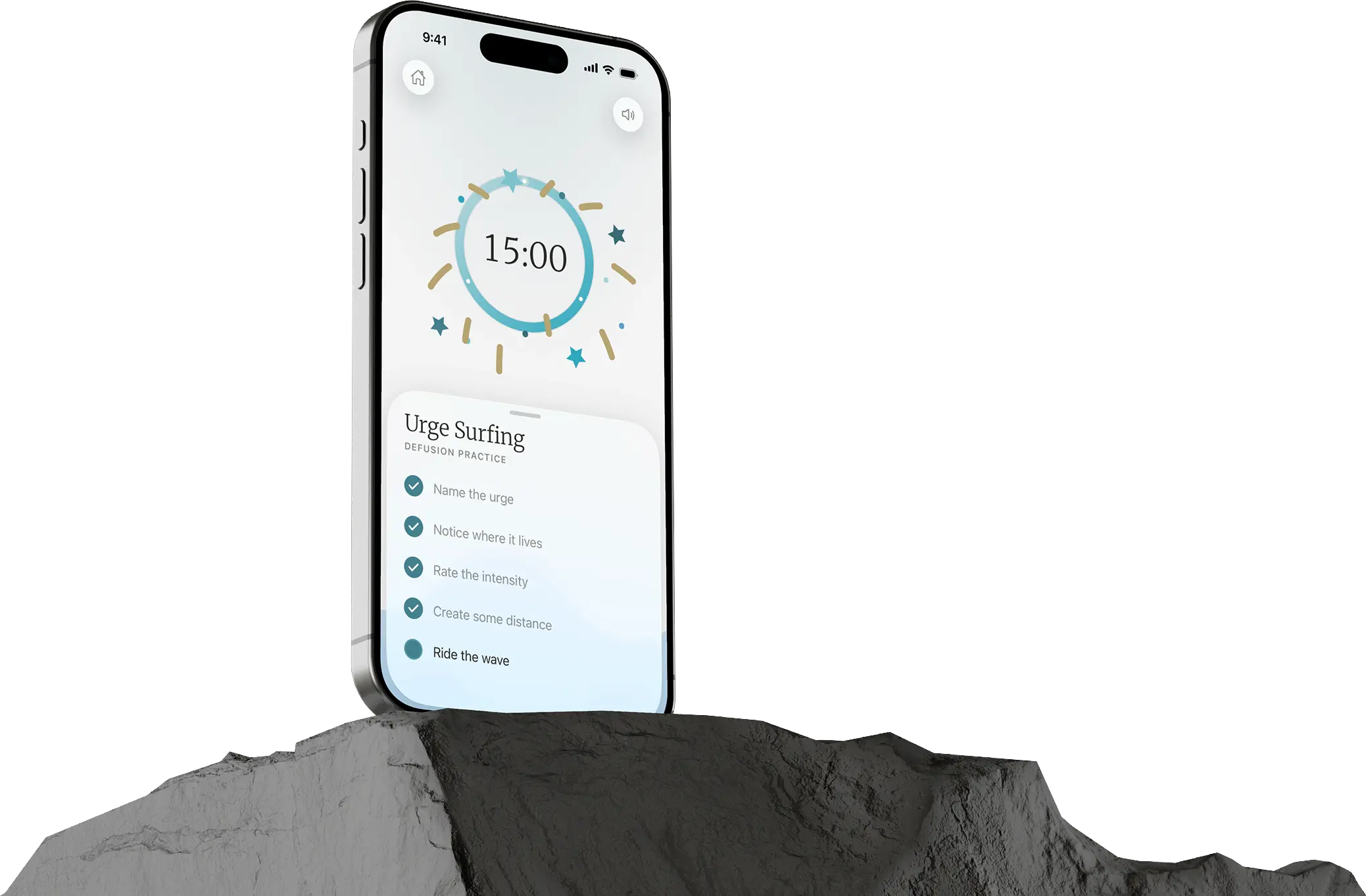 Phone standing on a rock, showing the Maureen to-do list for the day