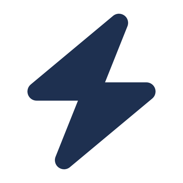 Dark blue stylized lightning bolt icon on transparent background.