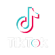 TikTok logo with colorful musical note icon and white text on black background.