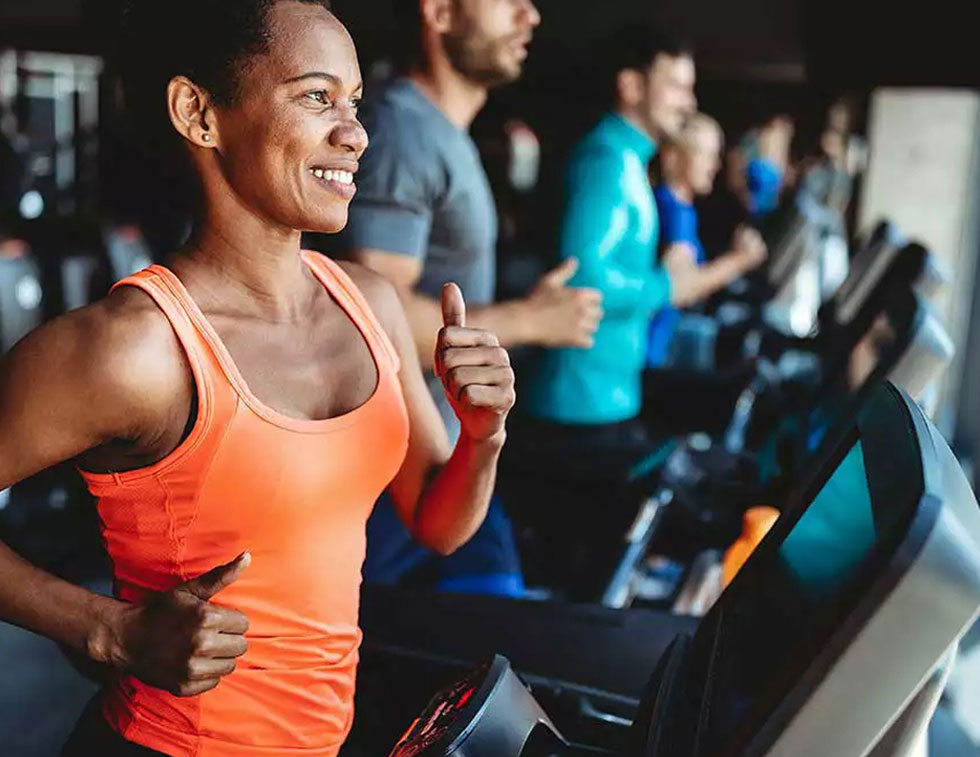 woman running on a treadmill