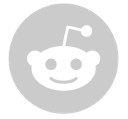 Reddit mascot Snoo icon in white on a gray circular background.