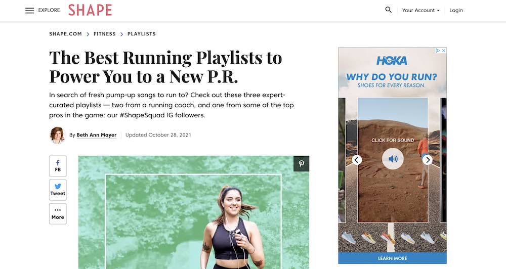 An image of a running contextual ad