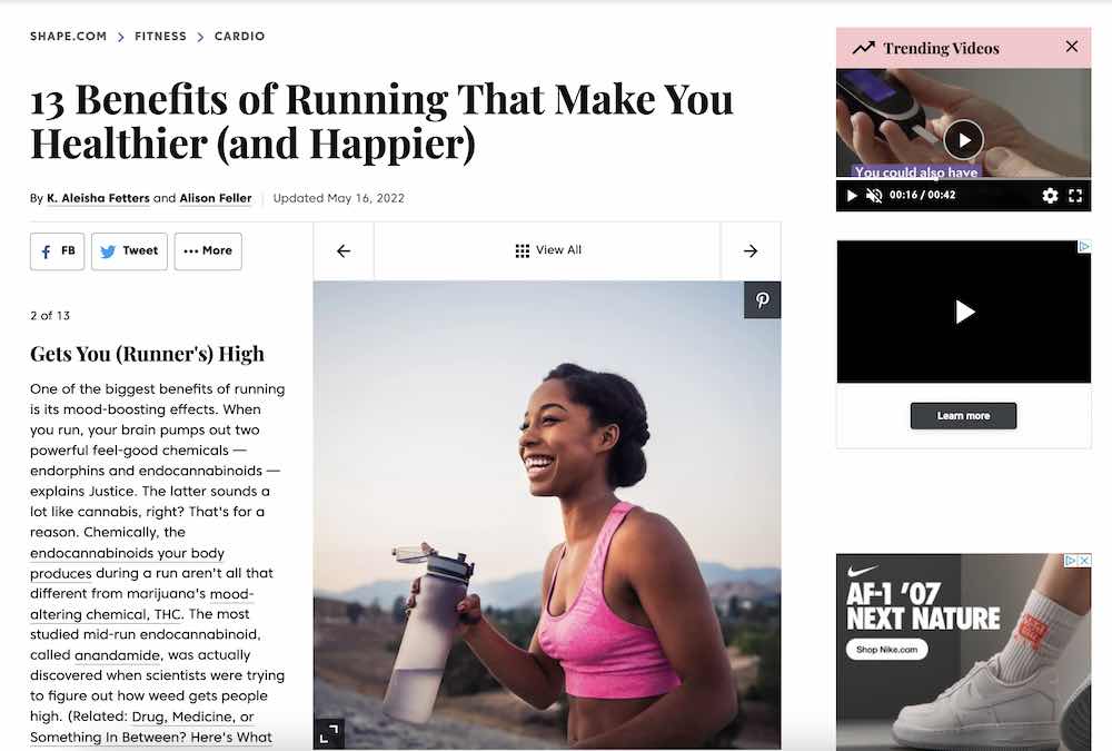 A screenshot of a Nike contextual ad