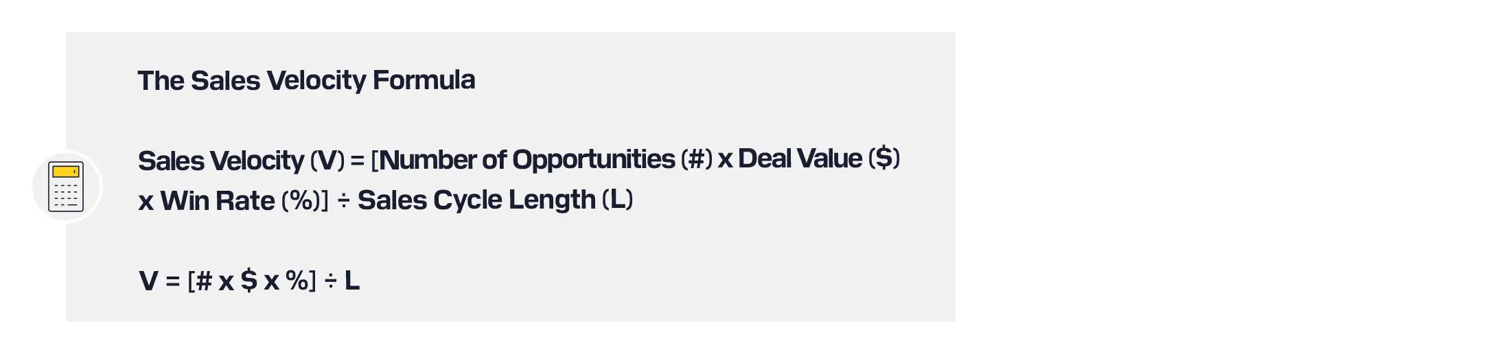 Graphic showing the sales velocity formula.
