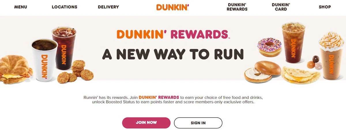 screenshot of dunkin rewards