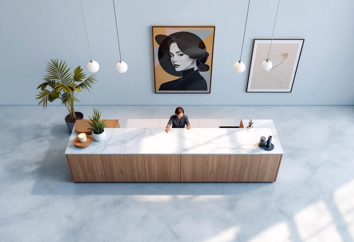 image of event registration desk (for a art gallery)