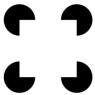 Four black quarter circles arranged in corners forming a centered white cross shape.