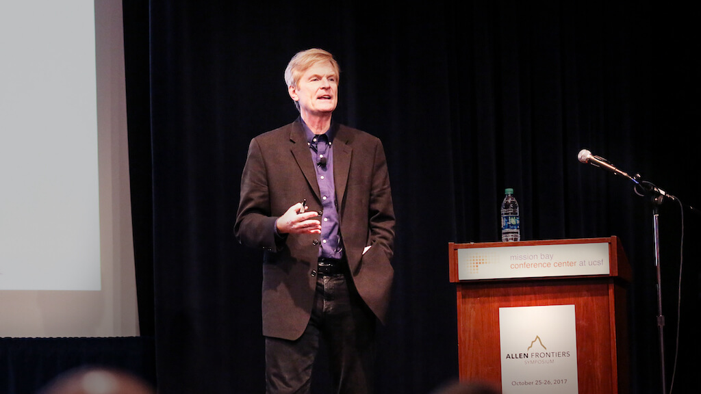 Christopher Walsh, M.D., Ph.D., presents his research at the 2017 Allen Frontiers Symposium in San Francisco.