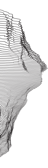 Abstract line art portrait of a human head profile facing right