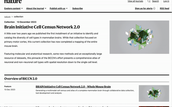 Nature journal article about Brain Initiative Cell Census Network 2.0 research