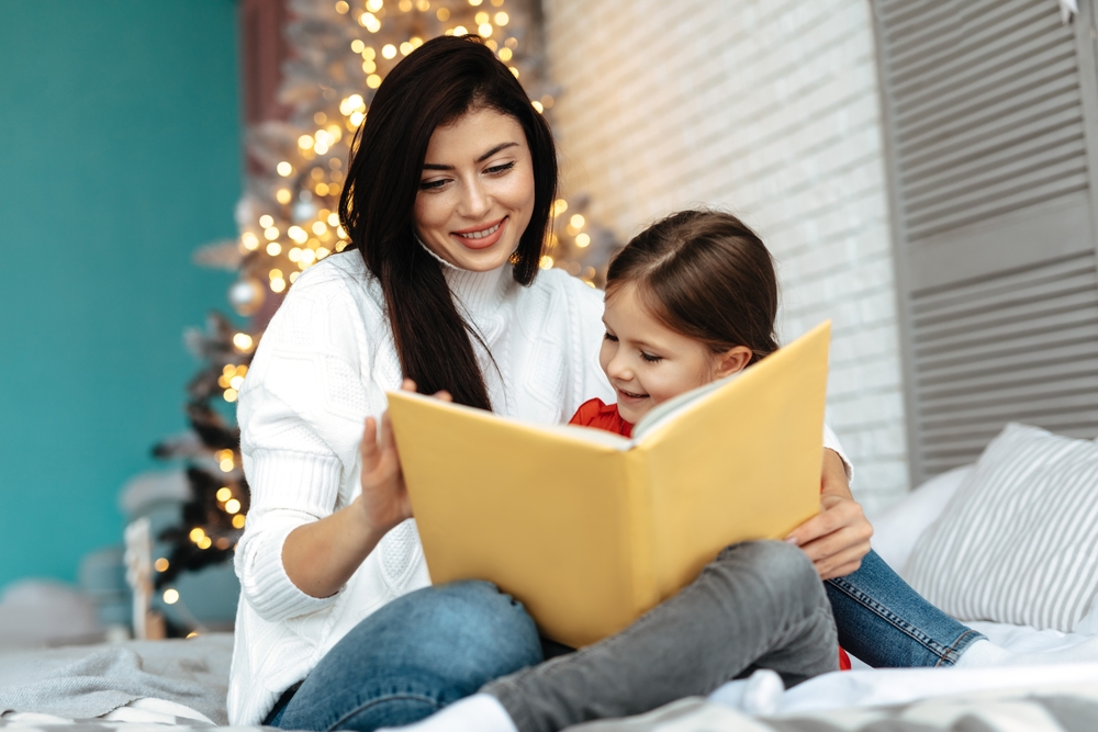 Mother and daughter embarking on a winter reading challenge together