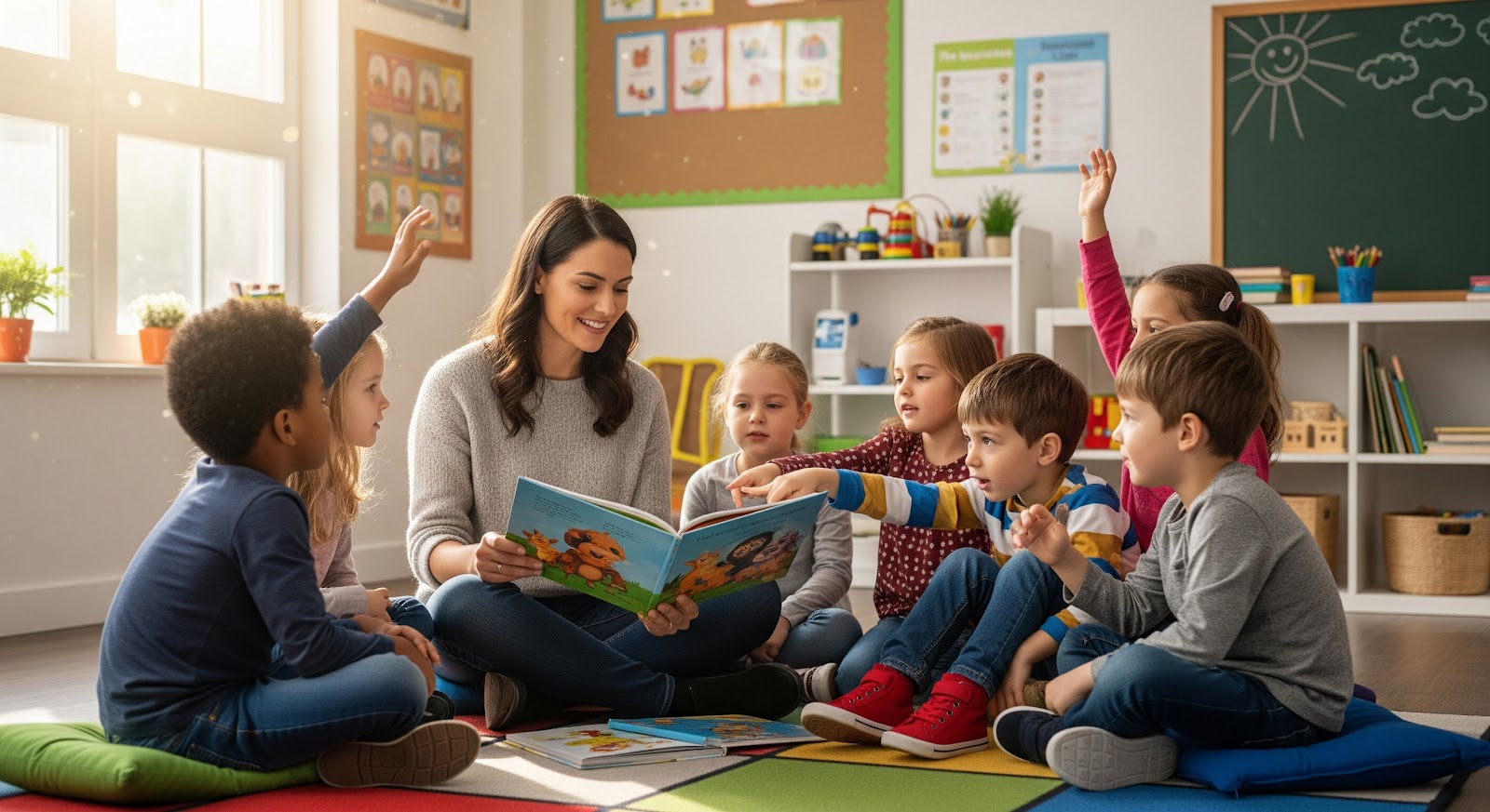 Children engaged in storytime activity.