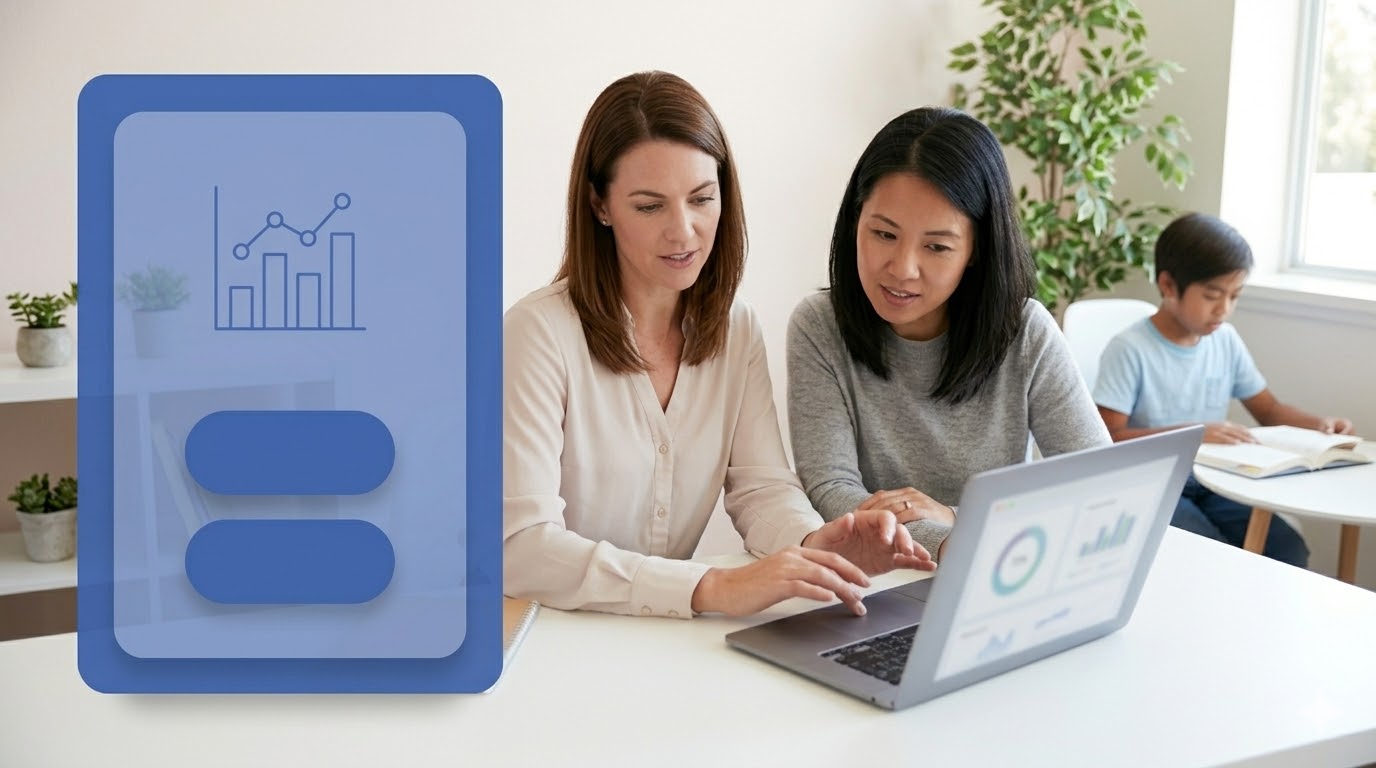 Teachers discussing ADHD reading strategies with child studying