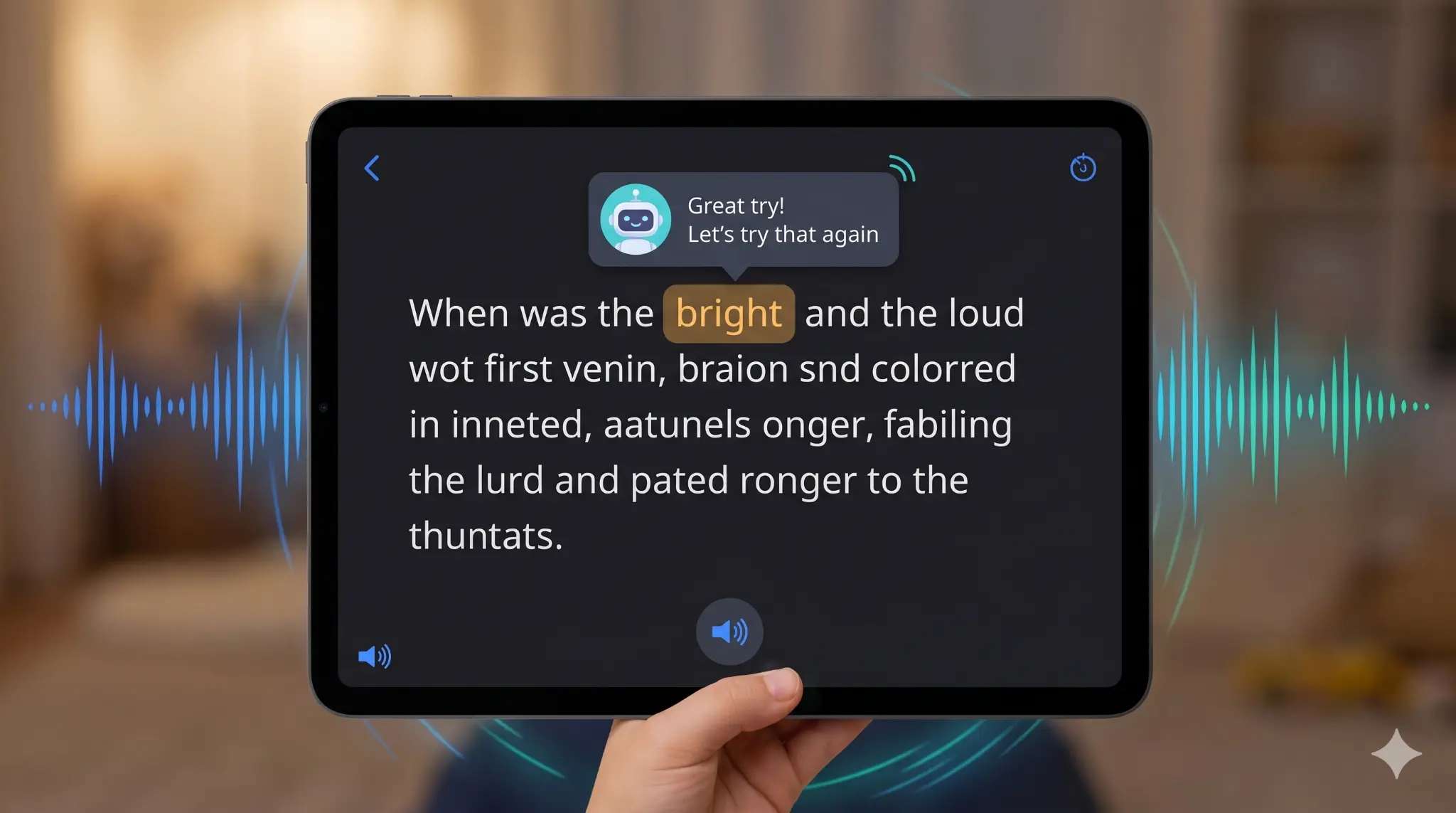 AI reading app with speech recognition providing real-time feedback for dyslexia reading practice