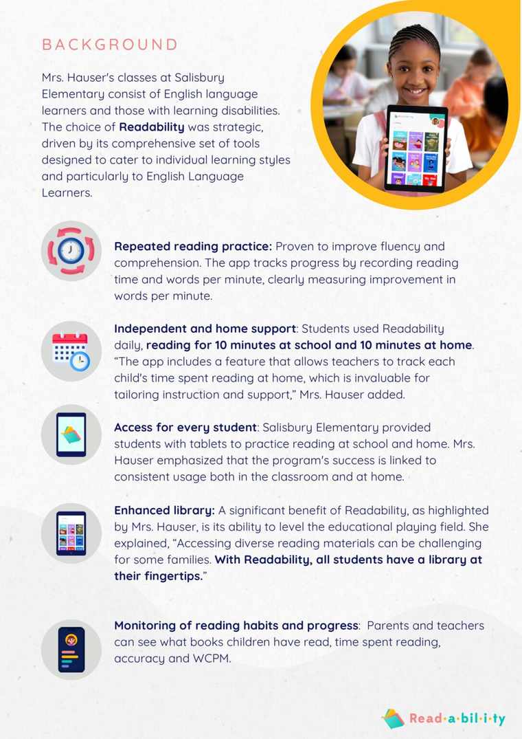 Readability ELL and Dyslexia Classroom Background and Features
