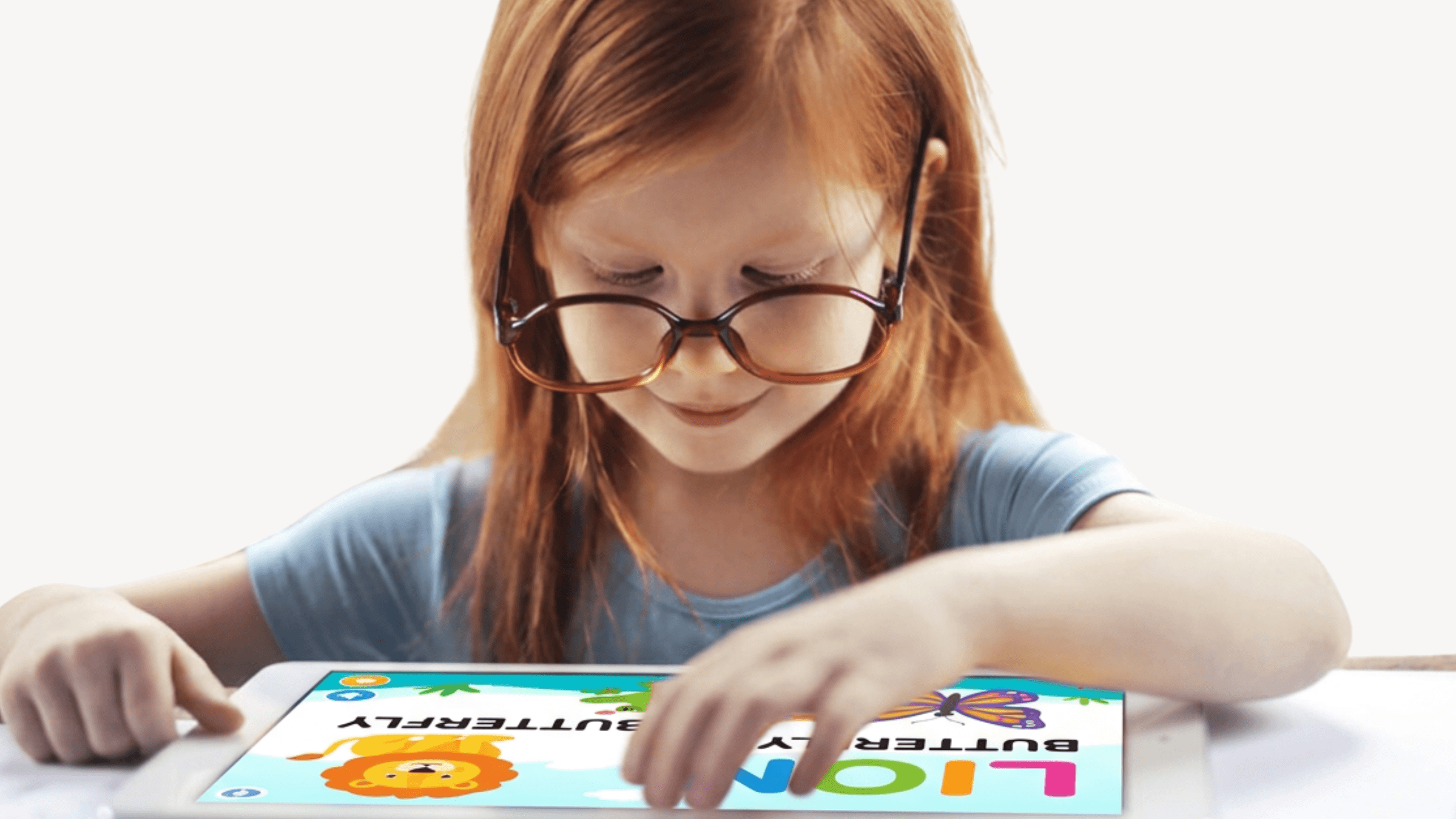 Child practicing reading skills with an interactive reading app designed for dyslexia support