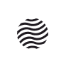 Black circle filled with horizontal wavy lines resembling water waves.
