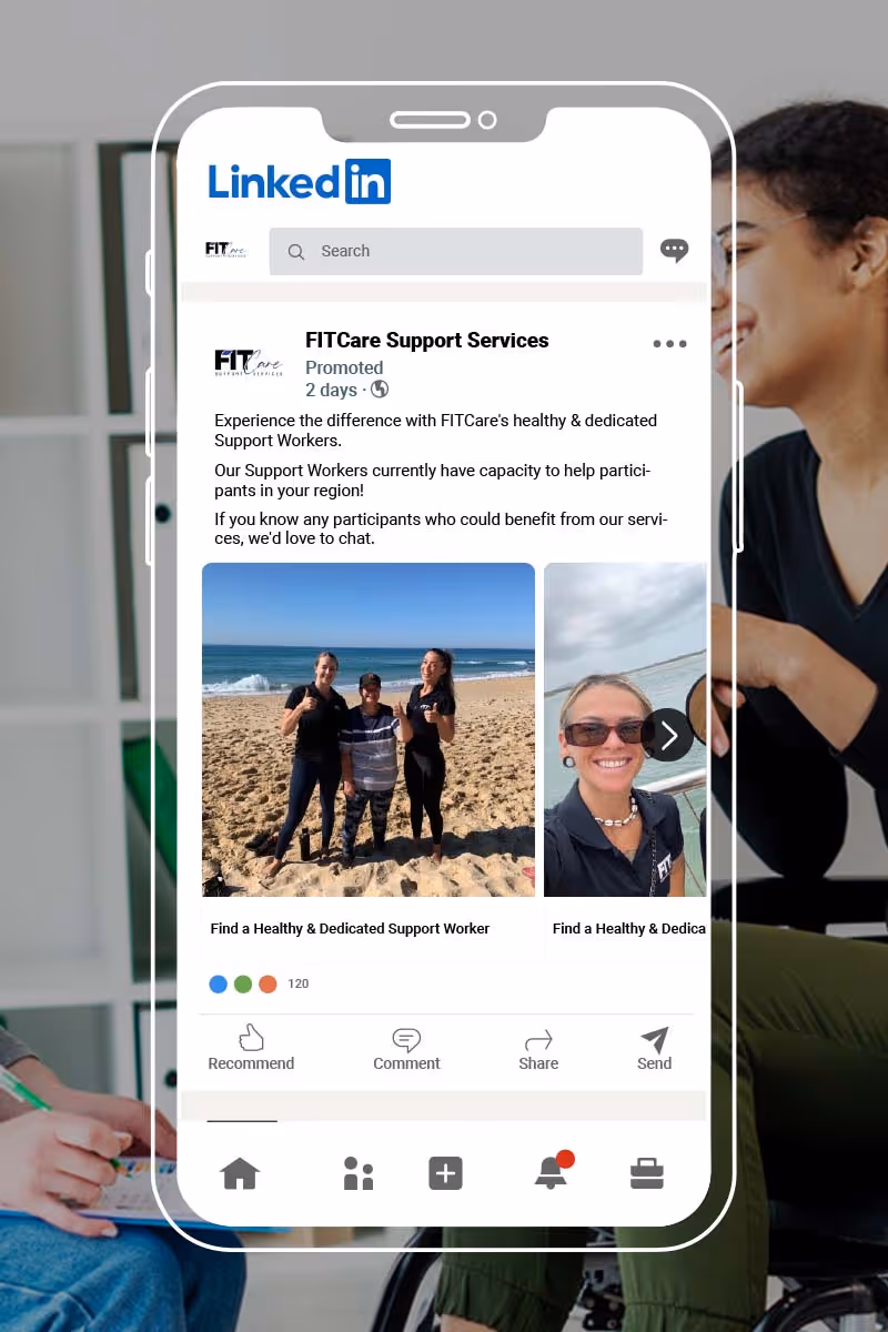 fitcare linked in ads on mobile