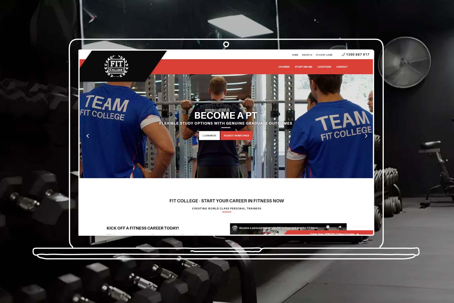 FitCollege website on laptop