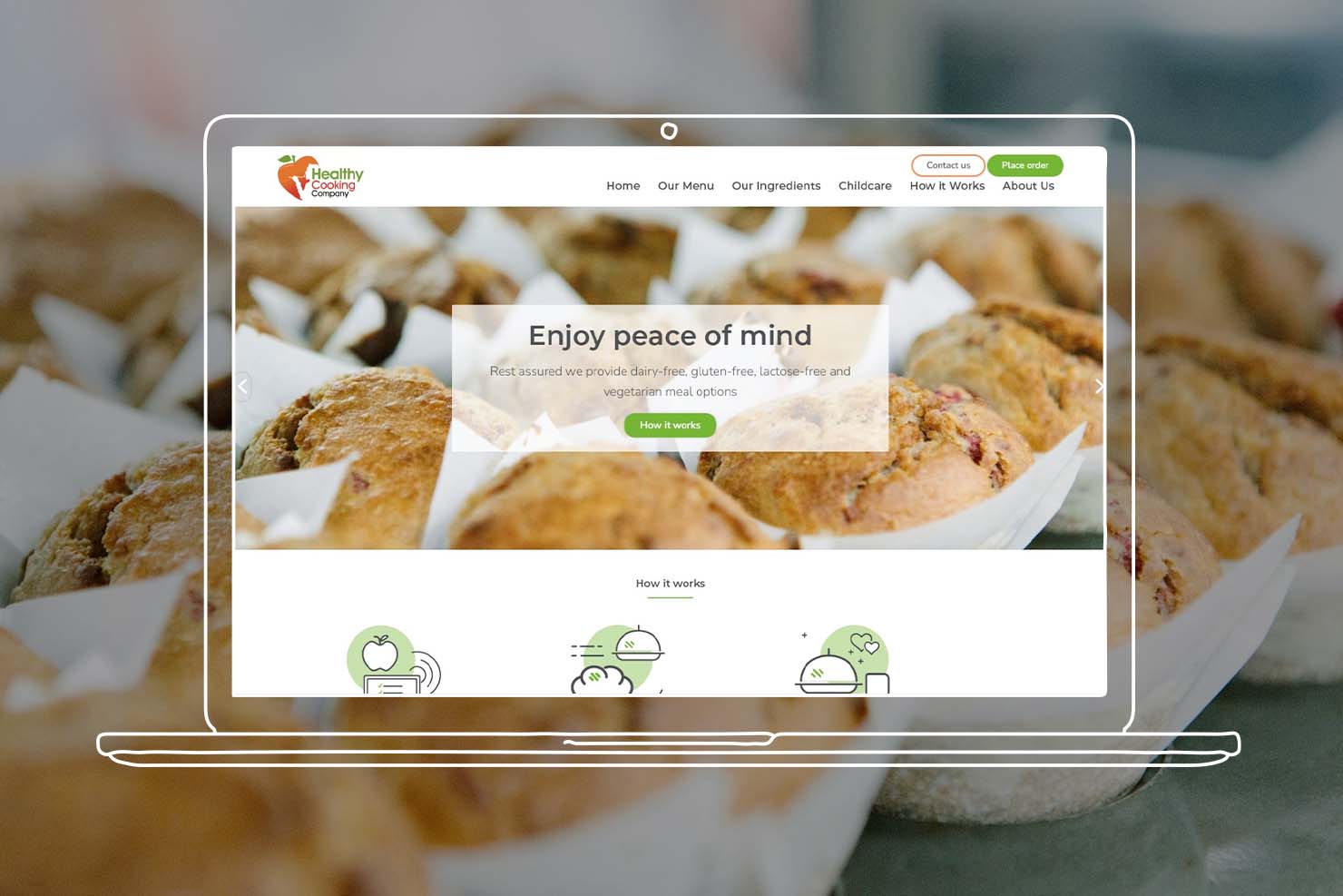 Healthy Cooking Co website on laptop mockup