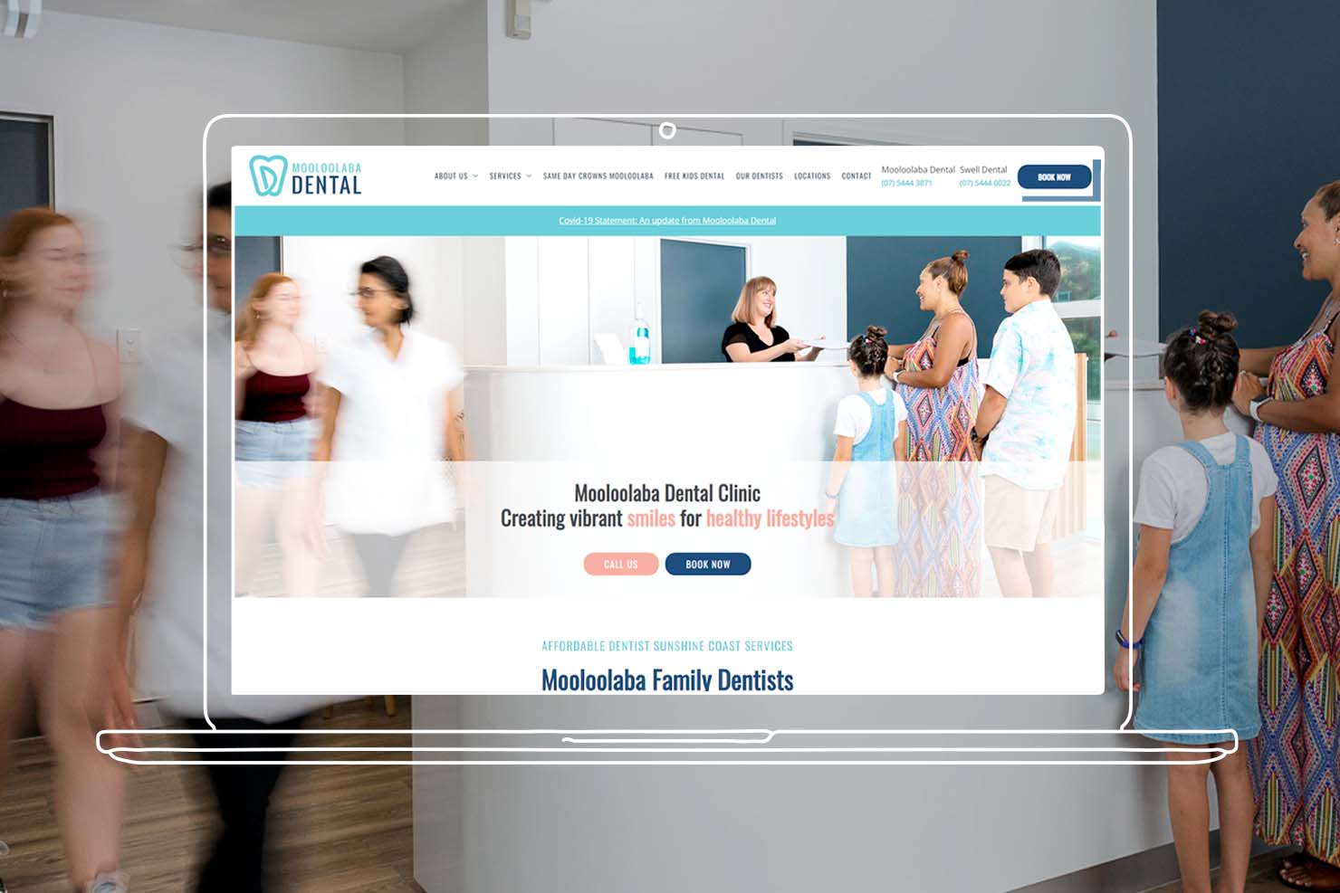 Mooloolaba Dental website on laptop mockup