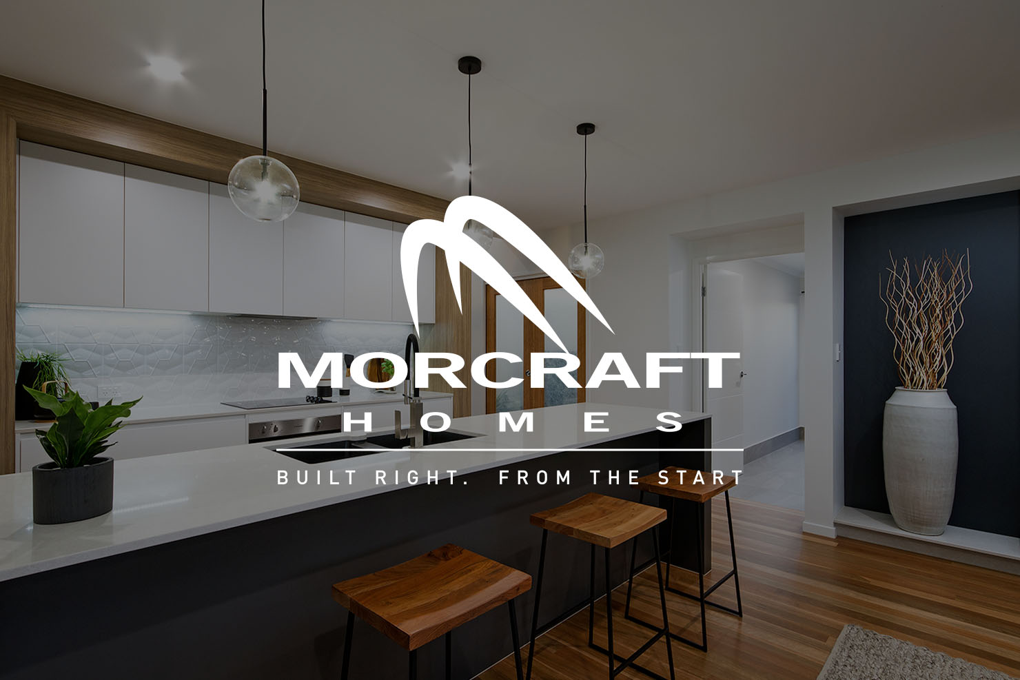 Morcraft Homes logo on image of kitchen