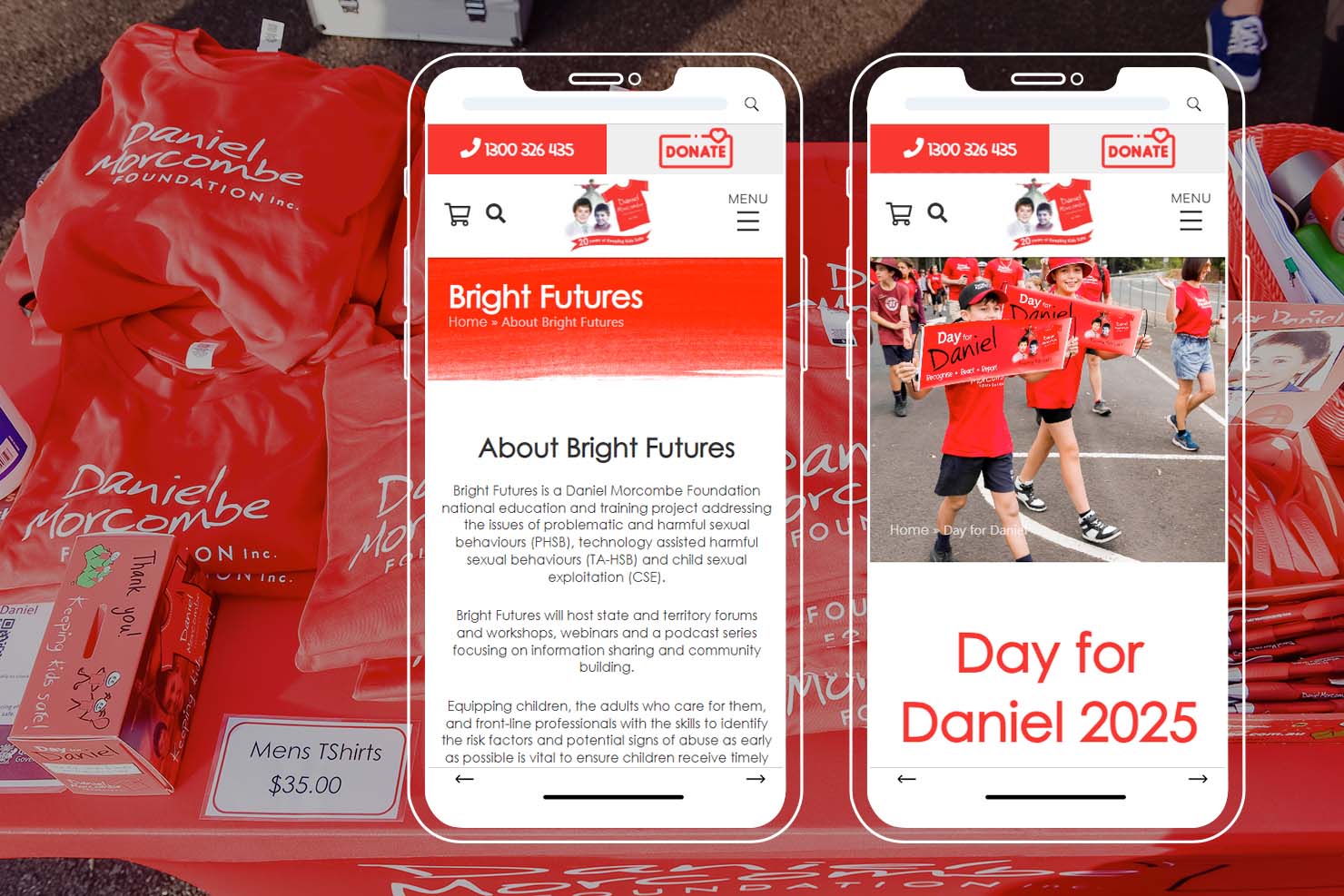 Daniel Morcombe Foundation website on mobile