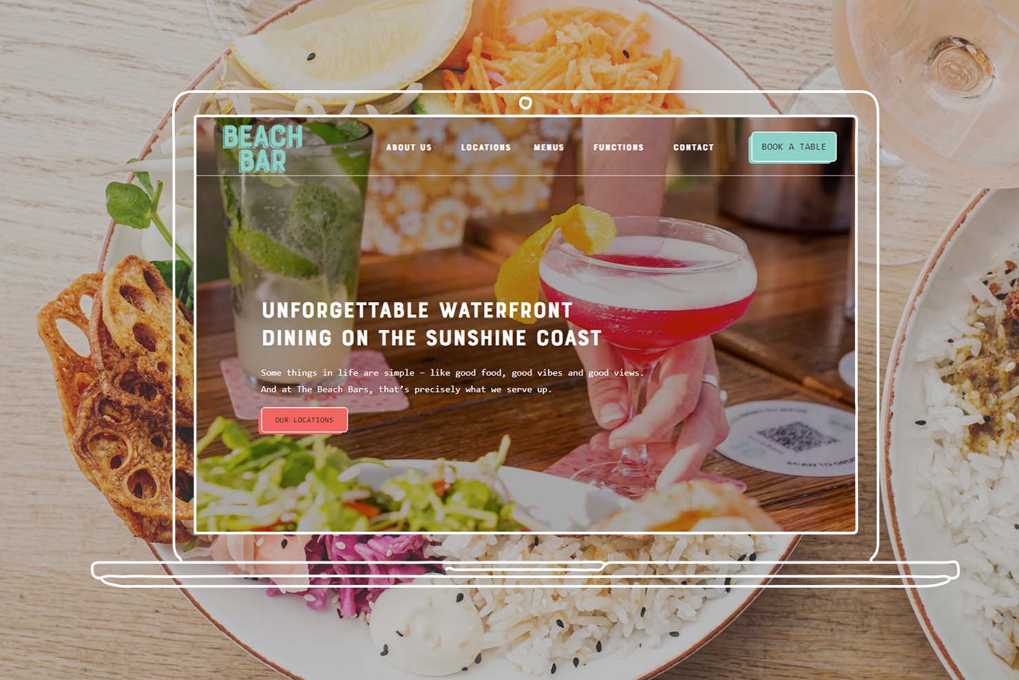 The Beach Bars website on laptop