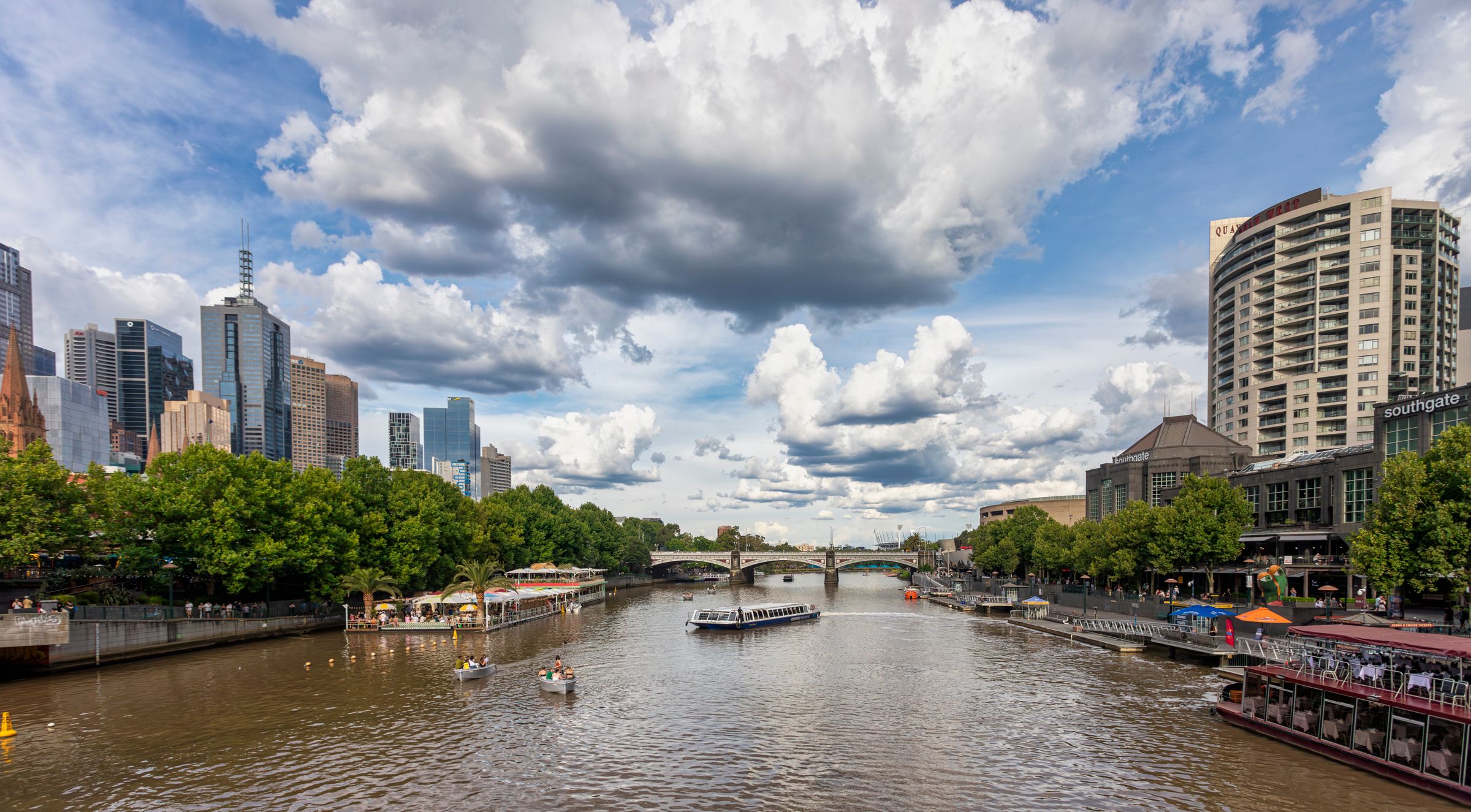 The Yarra River at Southbank looking towards the Melbourne central business district