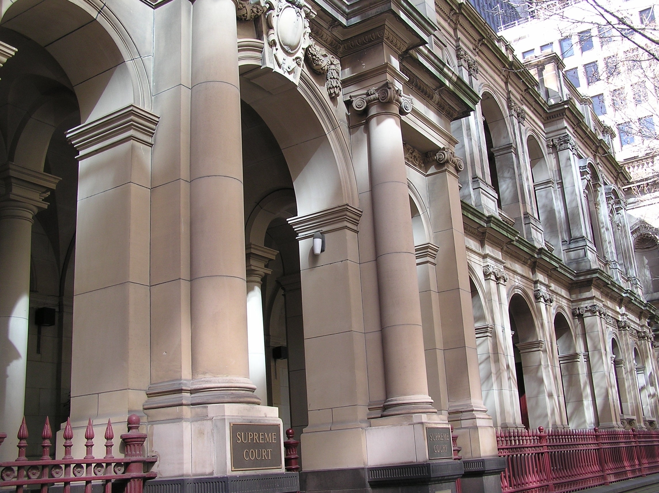 The William Street entrance to the Supreme Court of Victoria, Melbourne