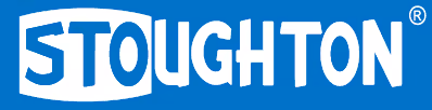 Stoughton company logo with stylized blue and white lettering on blue background.