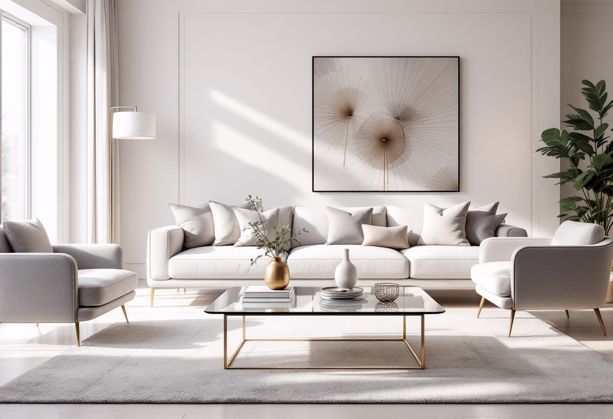image of a stylish living room setup (for a furniture store)