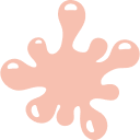 Abstract pink splash shape with rounded extensions on a white background.