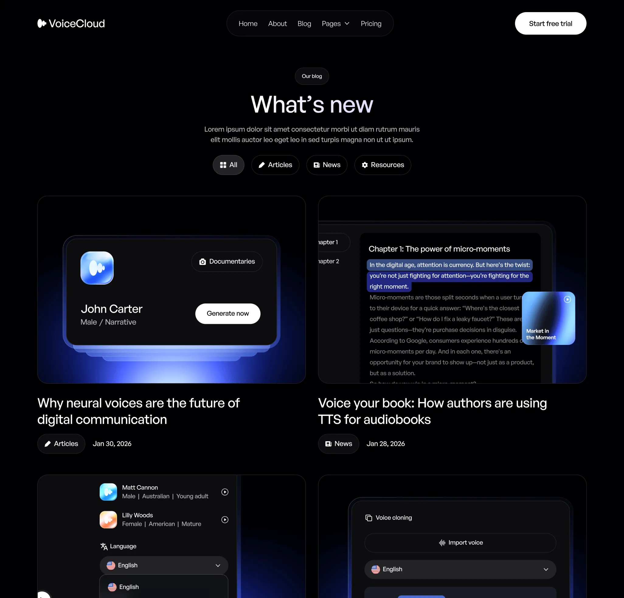 VoiceCloud - Blog V3 Page - Text to Speech App Webflow Template | BRIX Templates