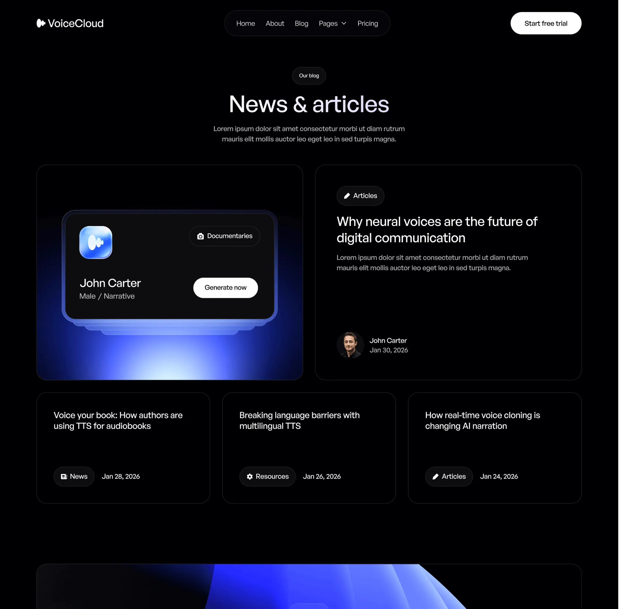 VoiceCloud - Blog V1 Page - Text to Speech App Webflow Template | BRIX Templates