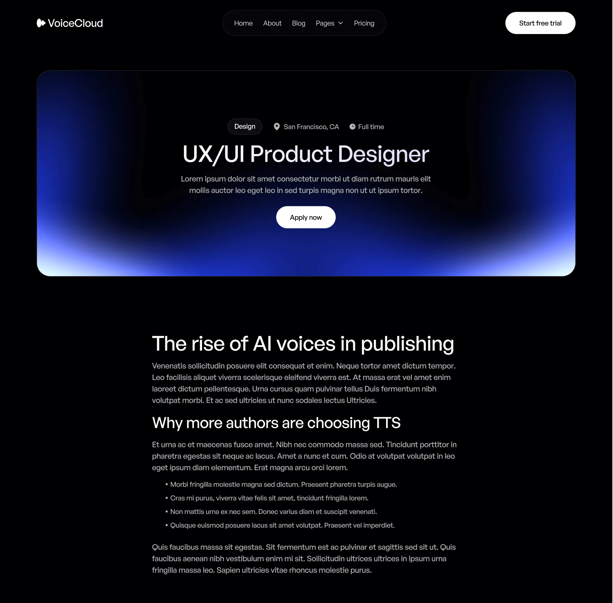 VoiceCloud - Career Single Page - Text to Speech App Webflow Template | BRIX Templates