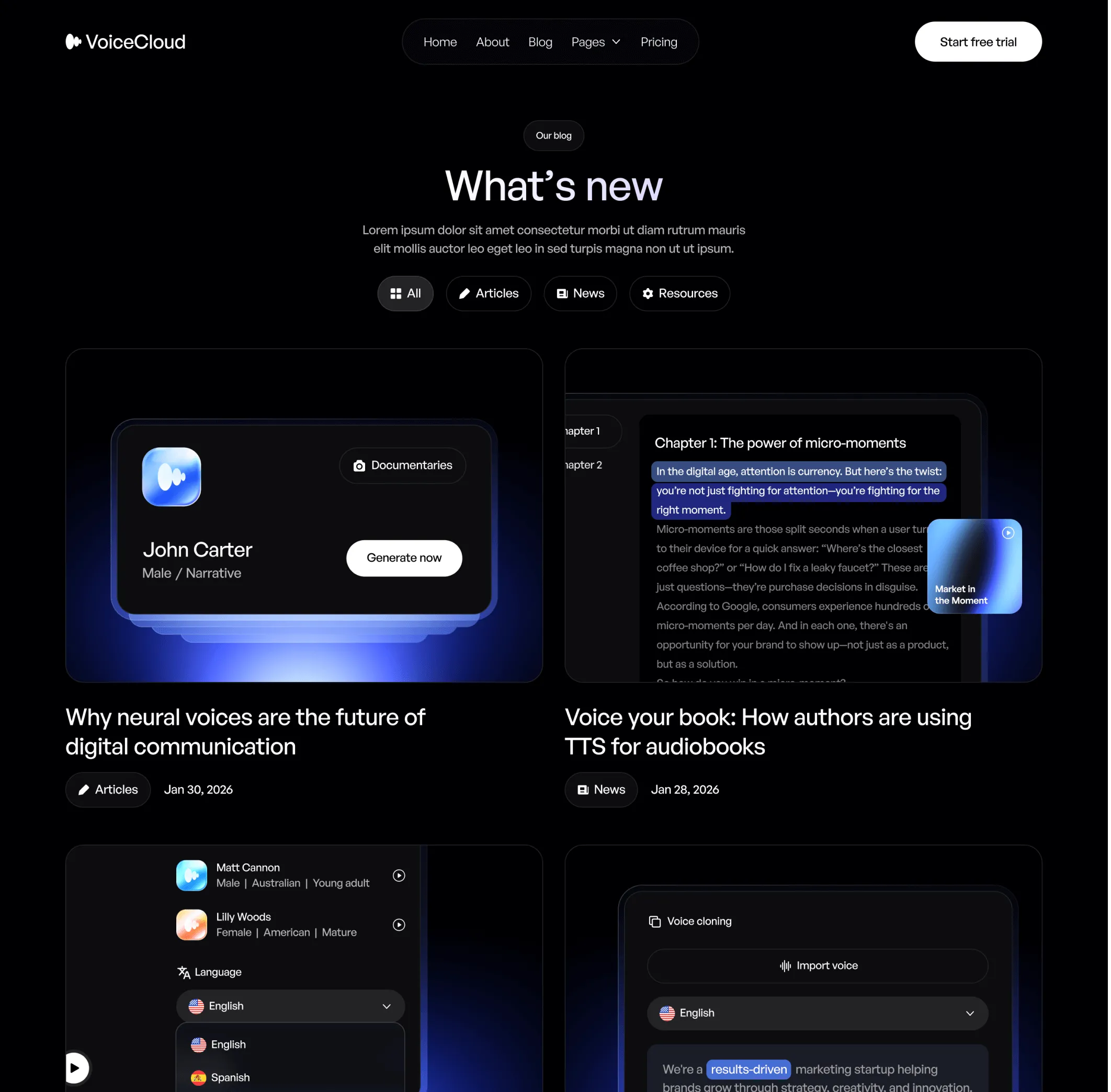 VoiceCloud - Blog V3 Page - Text to Speech App Webflow Template | BRIX Templates