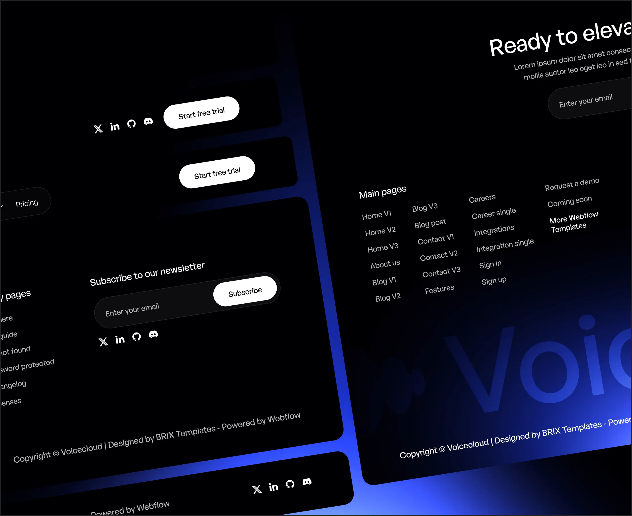 VoiceCloud - Headers and Footers - Text to Speech App Webflow Template | BRIX Templates