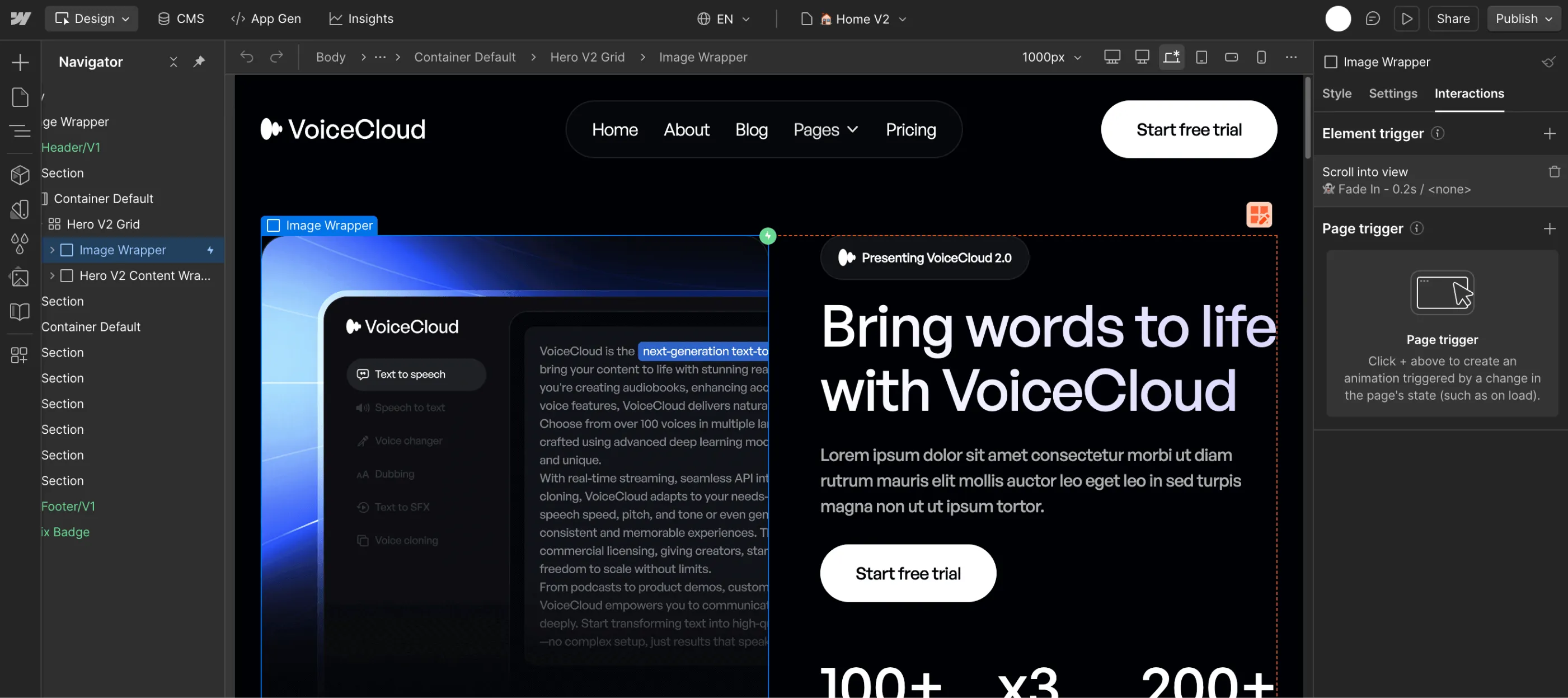 Animations - VoiceCloud - Webflow Template | BRIX Templates