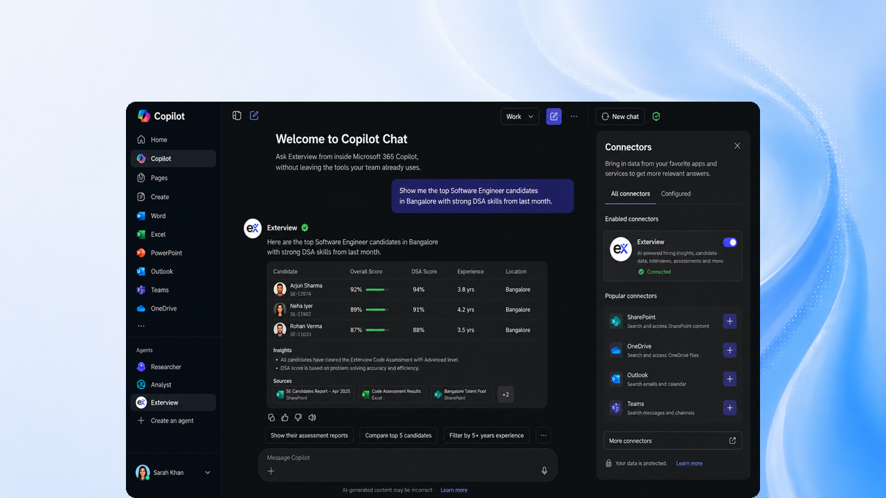 Ask Exterview in Microsoft 365