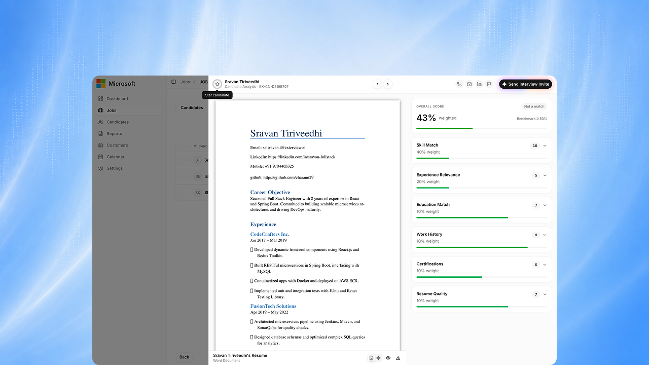 EX Scan: Resume Intelligence